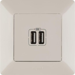 Розетка USB 2-м Valena Life 240В/5В 1500мА с лицев. панелью механизм сл. кость Leg 753512