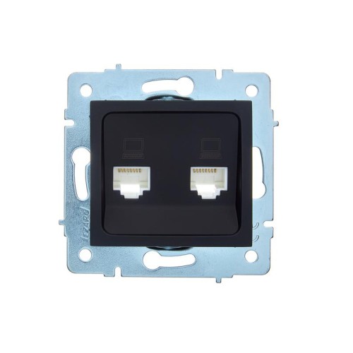 Розетка компьютерная 2-м СП ASTI IP20 RJ45 механизм черн. бархат LEZARD 7081-4288-141