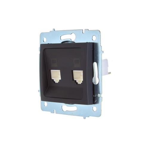 Розетка компьютерная 2-м СП ASTI IP20 RJ45 механизм черн. бархат LEZARD 7081-4288-141