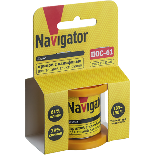 Припой 93 076 NEM-Pos02-61K-1-K50 (ПОС-61; катушка; 1мм; 50 г) Navigator 93076