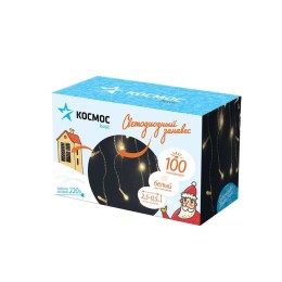 Гирлянда "Световая бахрома" 100LED 2х0.5м 8 режимов мигания IP20 мультиколор провод прозр. 1.5м Косм