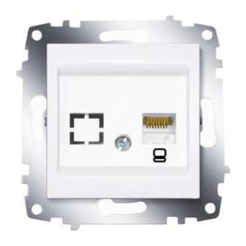 Розетка компьютерная 1-м Cosmo RJ45 кат.6 + гнездо механизм бел. ABB 619-010200-247