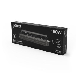 Блок питания для светодиодной ленты Black 150Вт 12В IP67 герметичный (драйвер) GAUSS 202023150