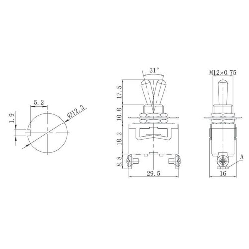 Тумблер 250В 15А (2c) ON-OFF 1п (KN-101) (инд. упак.) Rexant 36-4110-1