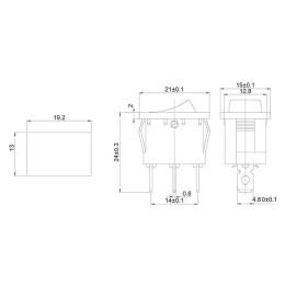 Выключатель клавишный 24В 15А (3с) ON-OFF красн. с подсветкой Mini Rexant 36-2165