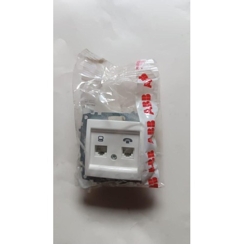 Розетка компьютерная + телефонная 2-м Cosmo RJ45 кат.6 + RJ11 механизм бел. ABB 619-010200-249