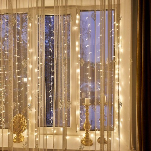 Гирлянда светодиодная "Светодиодный Дождь" 2х2.5м 300LED тепл. бел. 18Вт 230В IP20 свечение с динами