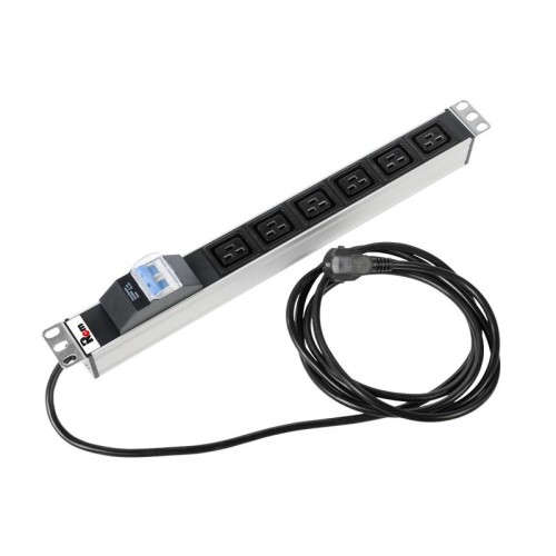 Блок розеток Rem-16 R-16-6C19-A-440-3 16А 6хC19 IEC 60320 19дюйм с автомат. шнур 3м алюм. Rem 136198