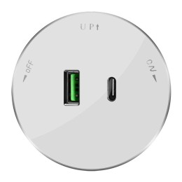 Розетка MultiTrack с 2-мя заряд. устройствами USB тип А+С 18Вт 5В/3А бел. SE MTK13003W