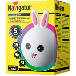 Светильник NNL-SW06-WH акк. Li-ion 1.2Ач USB 5В Зайчик NAVIGATOR 14324