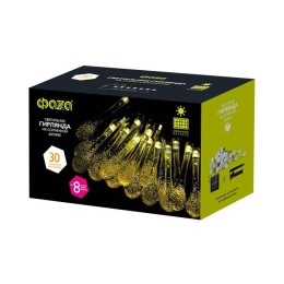 Светильник светодиодный SLR-G08-30W садовый; гирлянда капли теплый бел. солнечная батарея ФАZА 50409