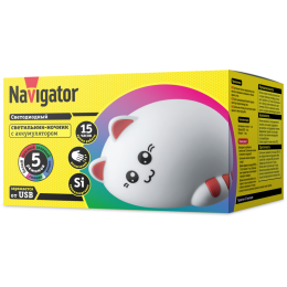 Светильник NNL-SW07-WH акк. Li-ion 1.2Ач USB 5В Котик NAVIGATOR 14325