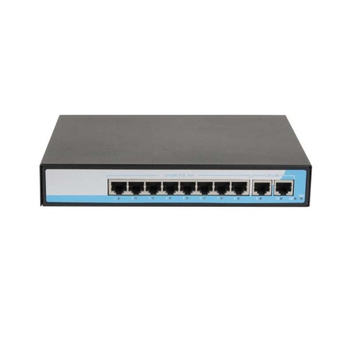 Коммутатор неуправляемый 8PoE(802.3af) порта 10/100Мбит/с до 250 метров cat6 2 Upl 150W NIKOMAX GL-S