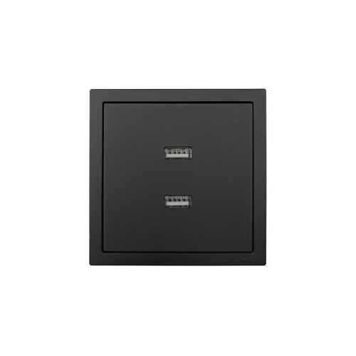 Розетка 1-мест. с 2-мест. USB разъем СП ZIMA IP20 черн. бархат LEZARD 704-4288-192