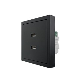 Розетка 1-мест. с 2-мест. USB разъем СП ZIMA IP20 черн. бархат LEZARD 704-4288-192