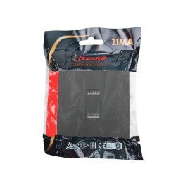 Розетка 1-мест. с 2-мест. USB разъем СП ZIMA IP20 черн. бархат LEZARD 704-4288-192