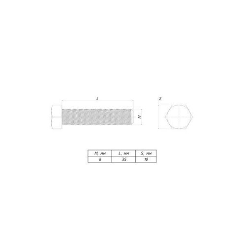 Болт с шестигранной головкой М6х35 DIN 933 EKF b6grm6x35
