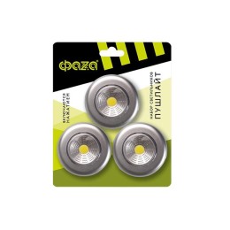 Светильник светодиодный TF3-3xL1W-sr пушлайт 1Вт COB 7500К IP20 50лм 3хAAA (не в компл.) серебр. (уп