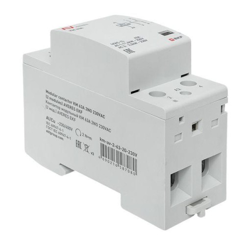 Контактор модульный КМ 63А 2NО 230В AC (2 мод.) AVERES EKF km-av-2-63-20-230V