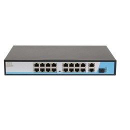 Коммутатор неуправляемый 16PoE(802.3af) порта 10/100Мбит/с до 250м cat6 2х1000Mбит/с+1хSFP 300Вт NIK