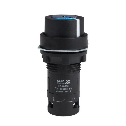 Переключатель 2 положения OptiSignal Compact D22 С7-SK-201 черн. с ключом 1НЗ XB7NG22 КЭАЗ 362140