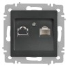 Розетка компьютерная 1-м СП Accent 6-303-07 RJ45 IP20 графит Intro Б0063638