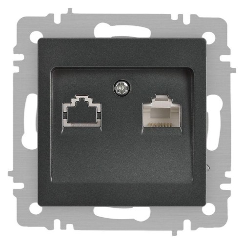 Розетка компьютерная 1-м СП Accent 6-303-07 RJ45 IP20 графит Intro Б0063638