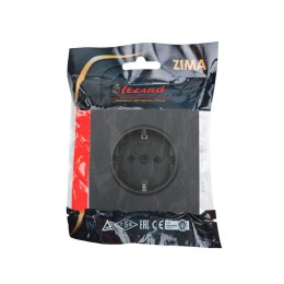 Розетка 1-мест. с защитн.шторк. ПБТ СП ZIMA IP20 10А безвинт. зажим черн. бархат LEZARD 704-4288-124