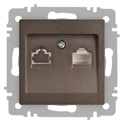 Розетка компьютерная 1-м СП Accent 6-303-08 RJ45 IP20 бронза Intro Б0063639