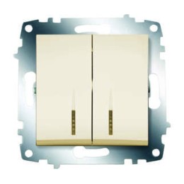 Выключатель 2-кл. 1мод. СП Cosmo 10А IP20 с подсветкой механизм крем. ABB 619-010300-203
