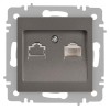 Розетка компьютерная 1-м СП Accent 6-303-09 RJ45 IP20 титан Intro Б0063642