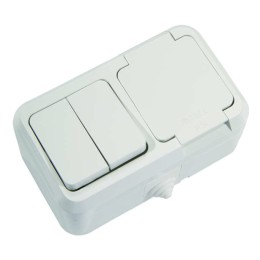 Блок ОП IP44 бел. (2кл. выкл.+роз/крыш) Makel 18351