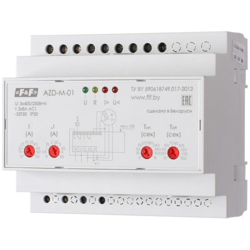 Реле защиты двигателя многофункциональное AZD-M-02 защита трехфазн. двигат. до 2.2кВт; и для работы