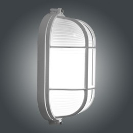 Светильник "Банник" 1402 НПП 03-60-022 1х60Вт E27 IP65 овал малый корпус с решеткой бел. Элетех 1005