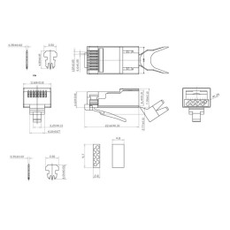 Коннектор 8P8C-SH-C6(1.35)-TWP RJ-45(8P8C) под витую пару кат. 6 экран. универс. (для ож и мж кабеля