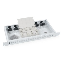 Кросс бокс оптический FO-19-24SC 19дюйм на 24 SC LC duplex со сплайс-кассетой и КДЗС без пигтейлов и