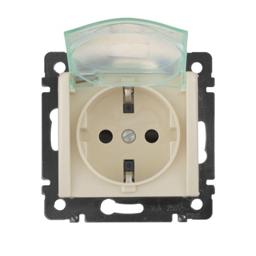 Розетка 1-м СП Valena 16А IP44 2P+E защ. шторки с крышкой немецк. стандарт механизм сл. кость Leg 77