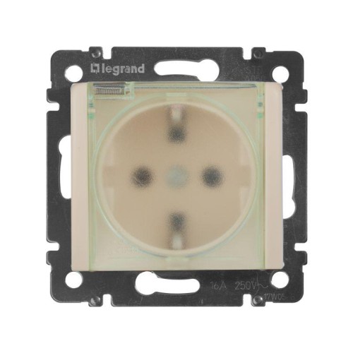 Розетка 1-м СП Valena 16А IP44 2P+E защ. шторки с крышкой немецк. стандарт механизм сл. кость Leg 77