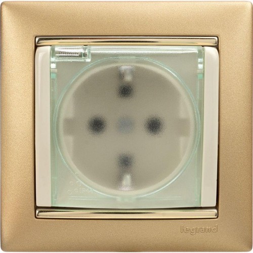 Розетка 1-м СП Valena 16А IP44 2P+E защ. шторки с крышкой немецк. стандарт механизм сл. кость Leg 77