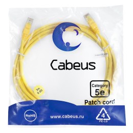 Патч-корд U/UTP кат.5E PC-UTP-RJ45-Cat.5e-3m-YL-LSZH 2хRJ45/8p8c неэкранир. LSZH 3м желт. Cabeus 950
