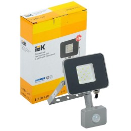 Прожектор светодиодный СДО 07-10Д 10Вт 6500К IP54 с датчиком движ. сер. IEK LPDO702-10-K03