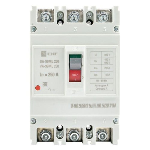 Выключатель автоматический 3п 250/250А 20кА ВА-99МL Basic EKF mccb99-250-250mi
