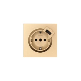Розетка 1-мест. с/з+USB разъем СП ZIMA IP20 зол. LEZARD 704-3688-181