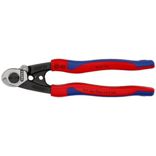 Тросорез компактный L-190мм зоны для обжимки концевых гильз Knipex KN-9562190SB