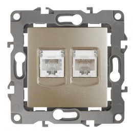ЭРА 12-3109-04 Шампань Розетка комбинированная RJ45+RJ11, IP20, 12