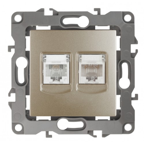 ЭРА 12-3109-04 Шампань Розетка комбинированная RJ45+RJ11, IP20, 12