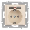 Розетка 1-м СП Accent 6-410-02 16А IP20 250В P+E Schuko + 2хUSB защ. шторки сл. кость Intro Б0063692