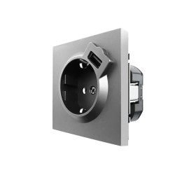 Розетка 1-мест. с/з+USB разъем СП ZIMA IP20 сер. матов. LEZARD 704-7488-181