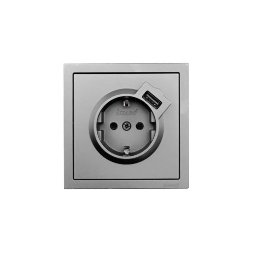 Розетка 1-мест. с/з+USB разъем СП ZIMA IP20 сер. матов. LEZARD 704-7488-181