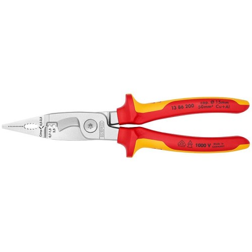 Клещи электромонтажные VDE 6-в-1 L-200мм Knipex KN-1386200